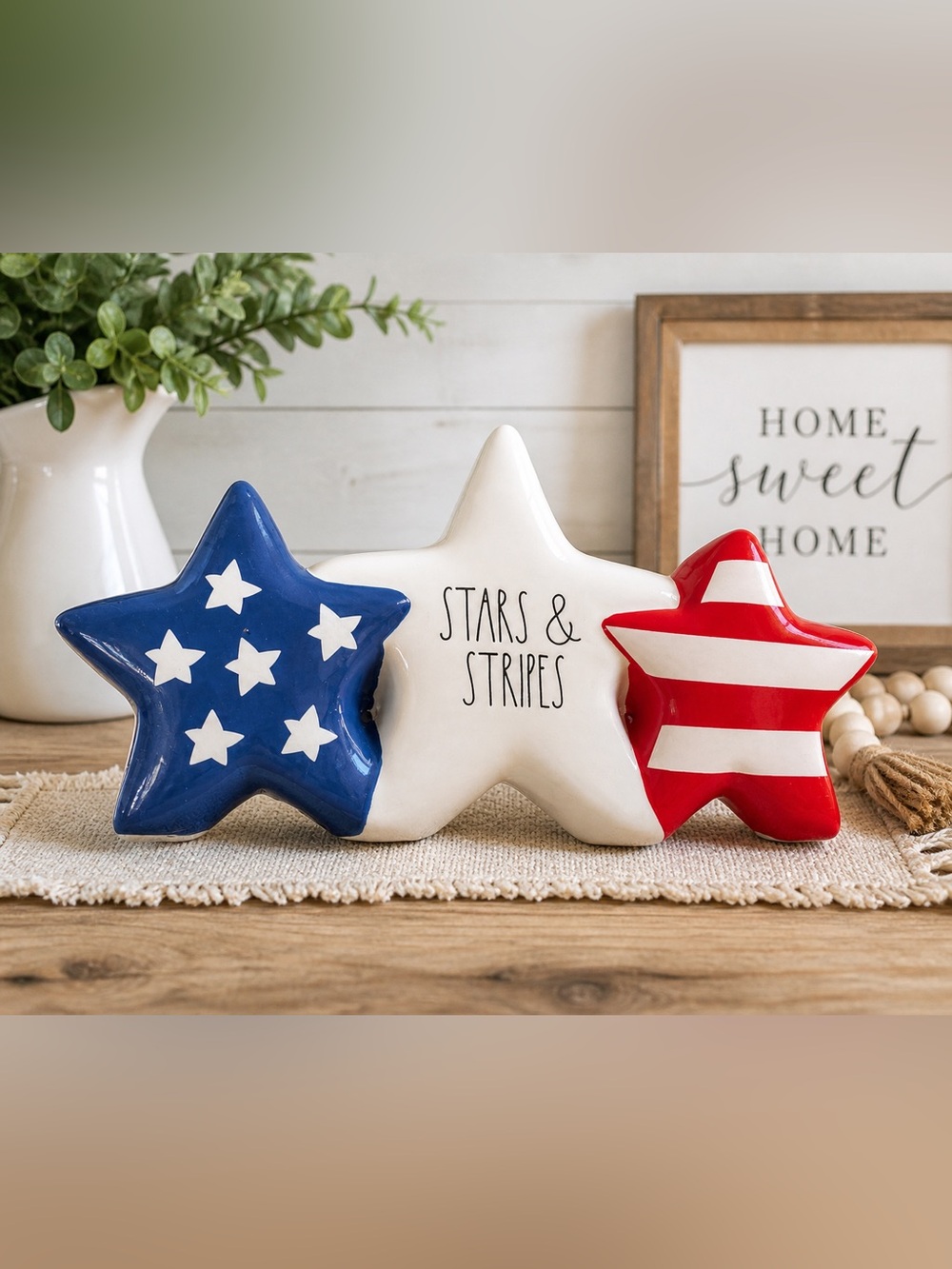 Rae Dunn Stars & Stripes Patriotic Ceramic Decor 🇺🇸 NWT 12”